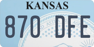 KS license plate 870DFE