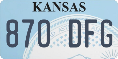 KS license plate 870DFG