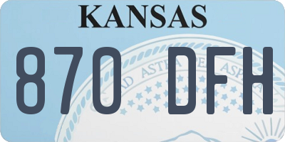 KS license plate 870DFH