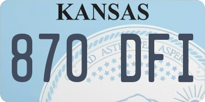 KS license plate 870DFI