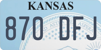 KS license plate 870DFJ