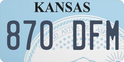 KS license plate 870DFM