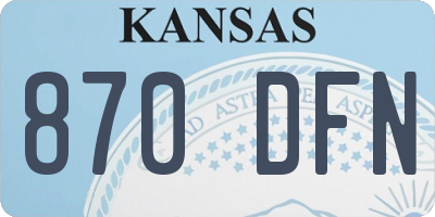 KS license plate 870DFN