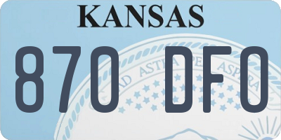 KS license plate 870DFO