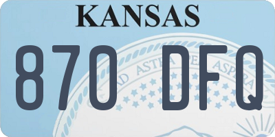 KS license plate 870DFQ