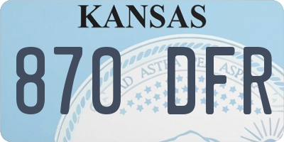 KS license plate 870DFR