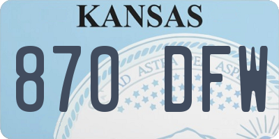 KS license plate 870DFW