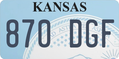 KS license plate 870DGF