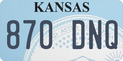 KS license plate 870DNQ
