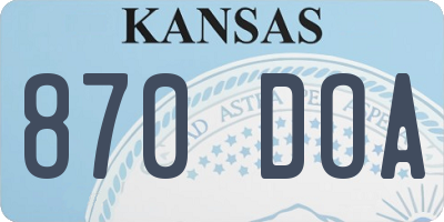 KS license plate 870DOA