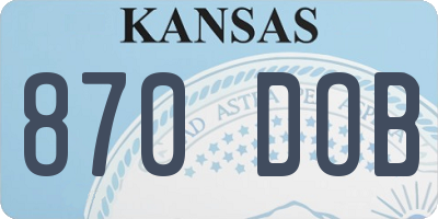 KS license plate 870DOB