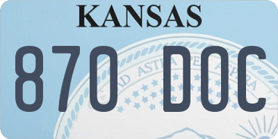 KS license plate 870DOC