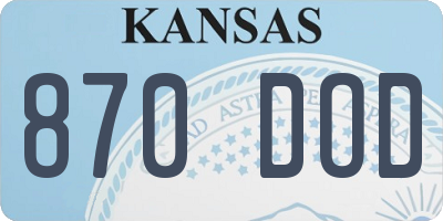 KS license plate 870DOD