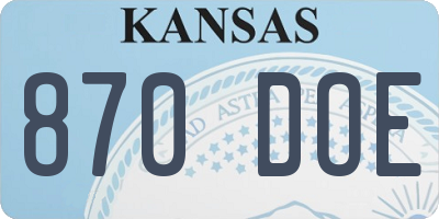 KS license plate 870DOE