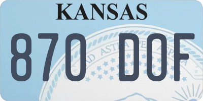 KS license plate 870DOF