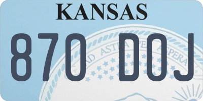 KS license plate 870DOJ