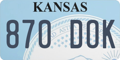 KS license plate 870DOK