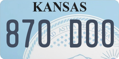 KS license plate 870DOO