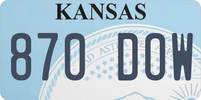 KS license plate 870DOW