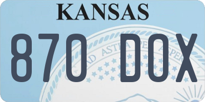KS license plate 870DOX