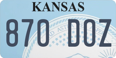 KS license plate 870DOZ