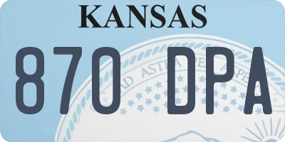 KS license plate 870DPA