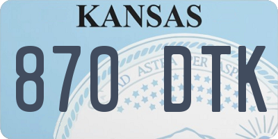 KS license plate 870DTK