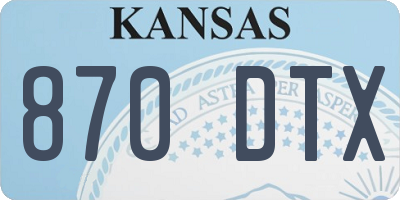 KS license plate 870DTX