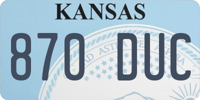 KS license plate 870DUC