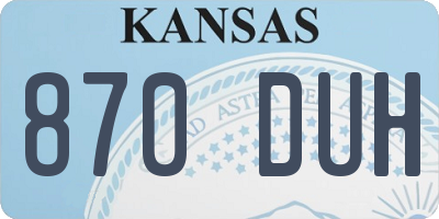 KS license plate 870DUH