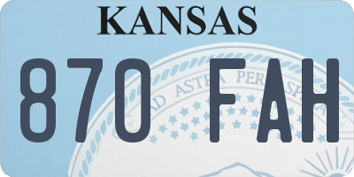KS license plate 870FAH