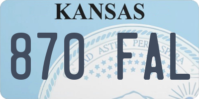 KS license plate 870FAL