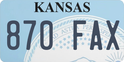 KS license plate 870FAX