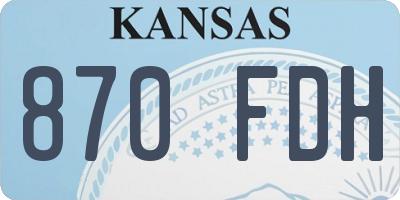 KS license plate 870FDH