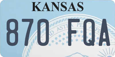 KS license plate 870FQA