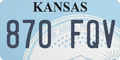 KS license plate 870FQV
