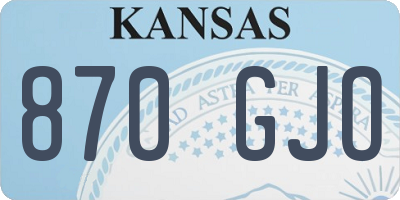 KS license plate 870GJO