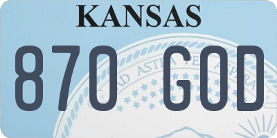 KS license plate 870GOD
