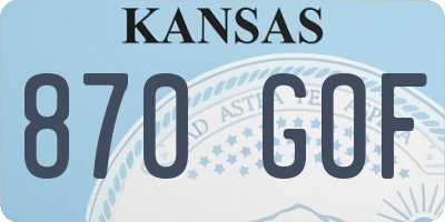 KS license plate 870GOF