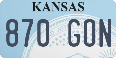 KS license plate 870GON