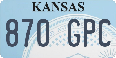 KS license plate 870GPC