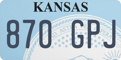 KS license plate 870GPJ