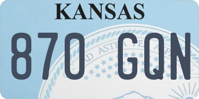 KS license plate 870GQN