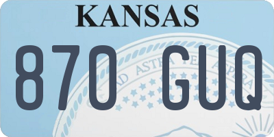 KS license plate 870GUQ