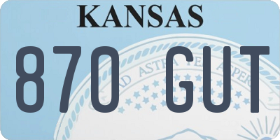 KS license plate 870GUT