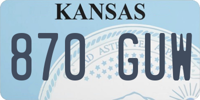 KS license plate 870GUW