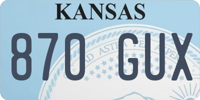 KS license plate 870GUX