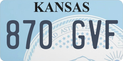 KS license plate 870GVF