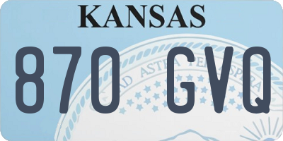 KS license plate 870GVQ
