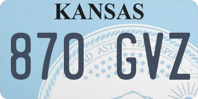 KS license plate 870GVZ